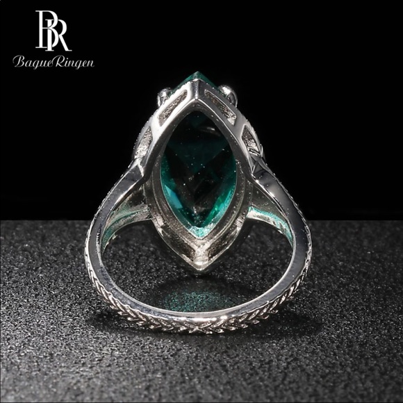 New Silver 925 Green Big Stone ring - Picture 2 of 4